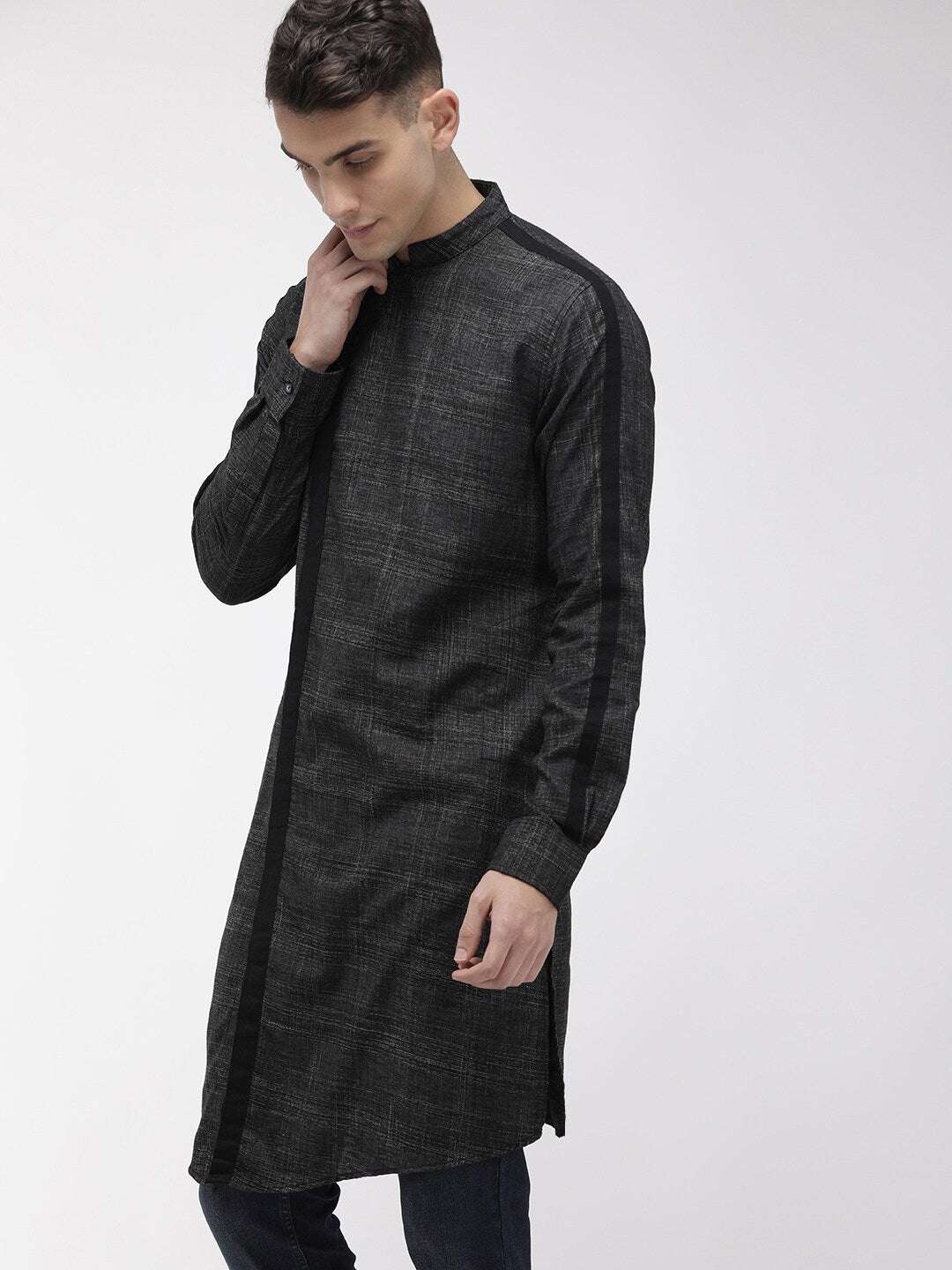 Shop Men Long Kurta Trail Cut Online.