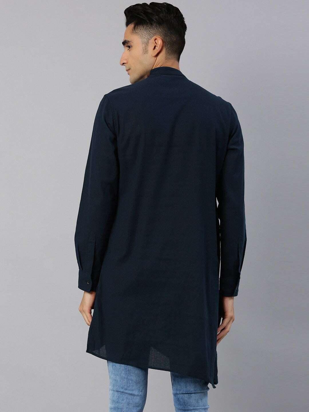 Shop Men Long Kurta Trail Cut Online.