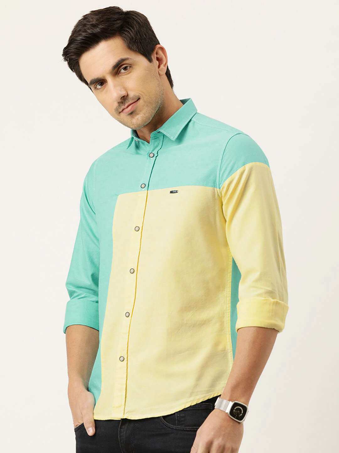 Shop Men Color Block Shirt Online.