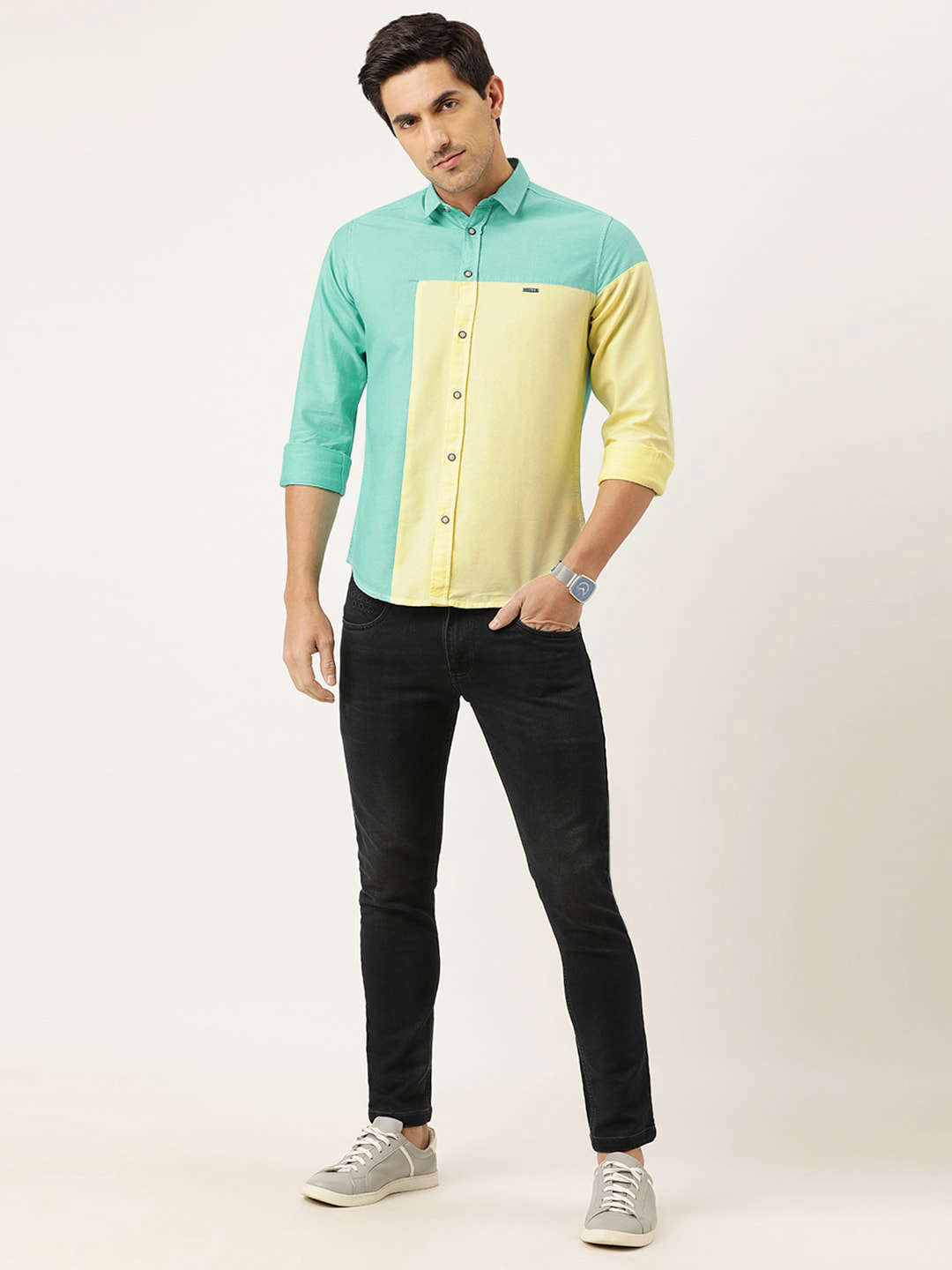 Shop Men Color Block Shirt Online.