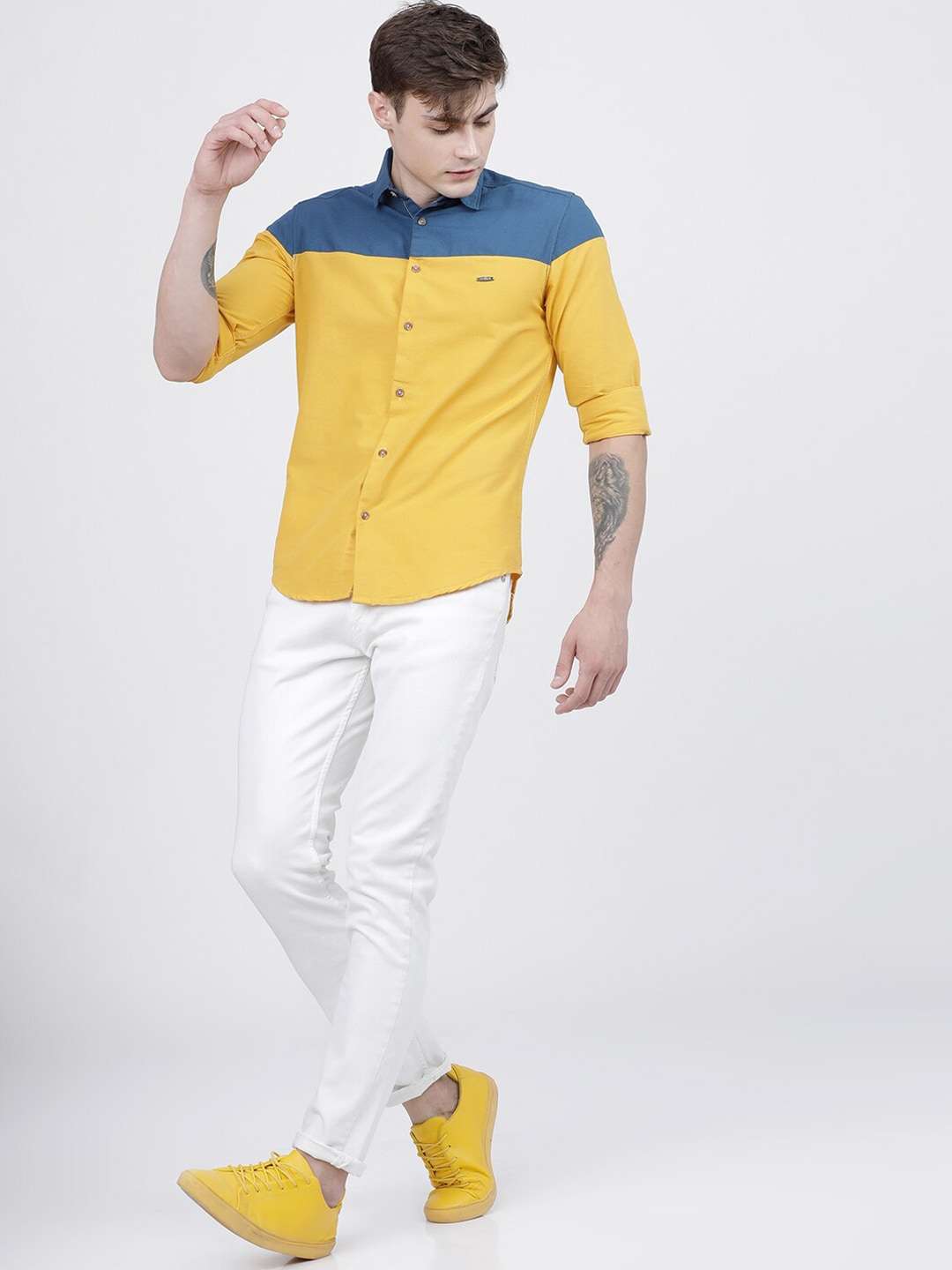 Shop Men Color Block Shirt Online.