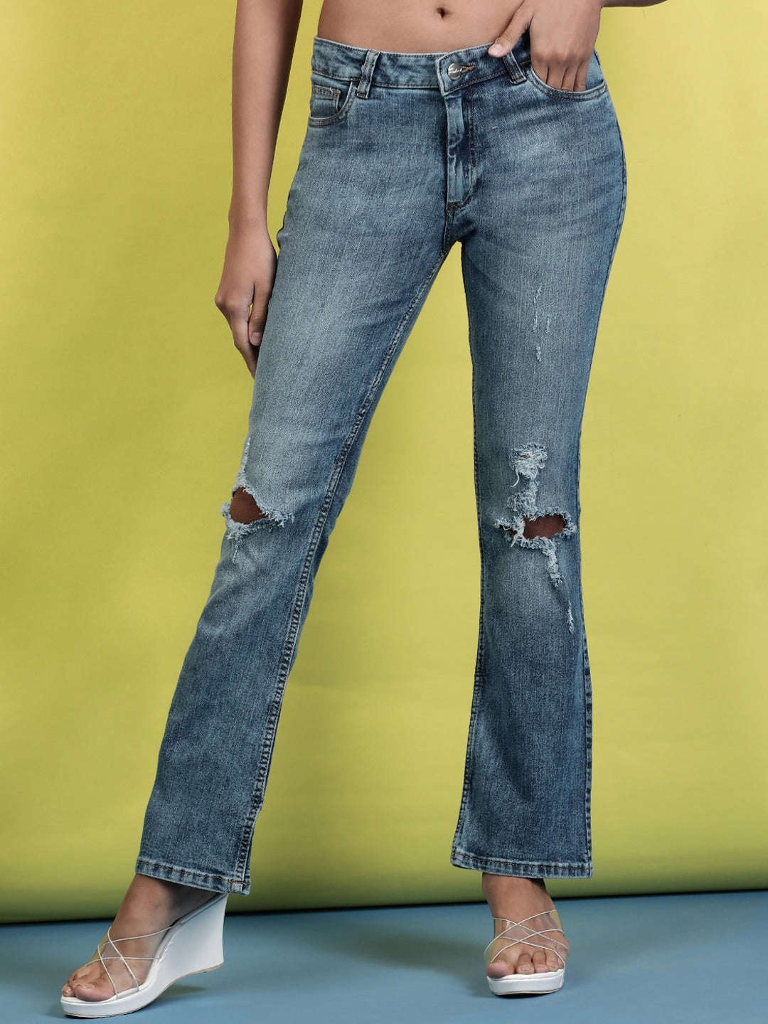 Shop Women Clean Look Bootcut Jeans Online.