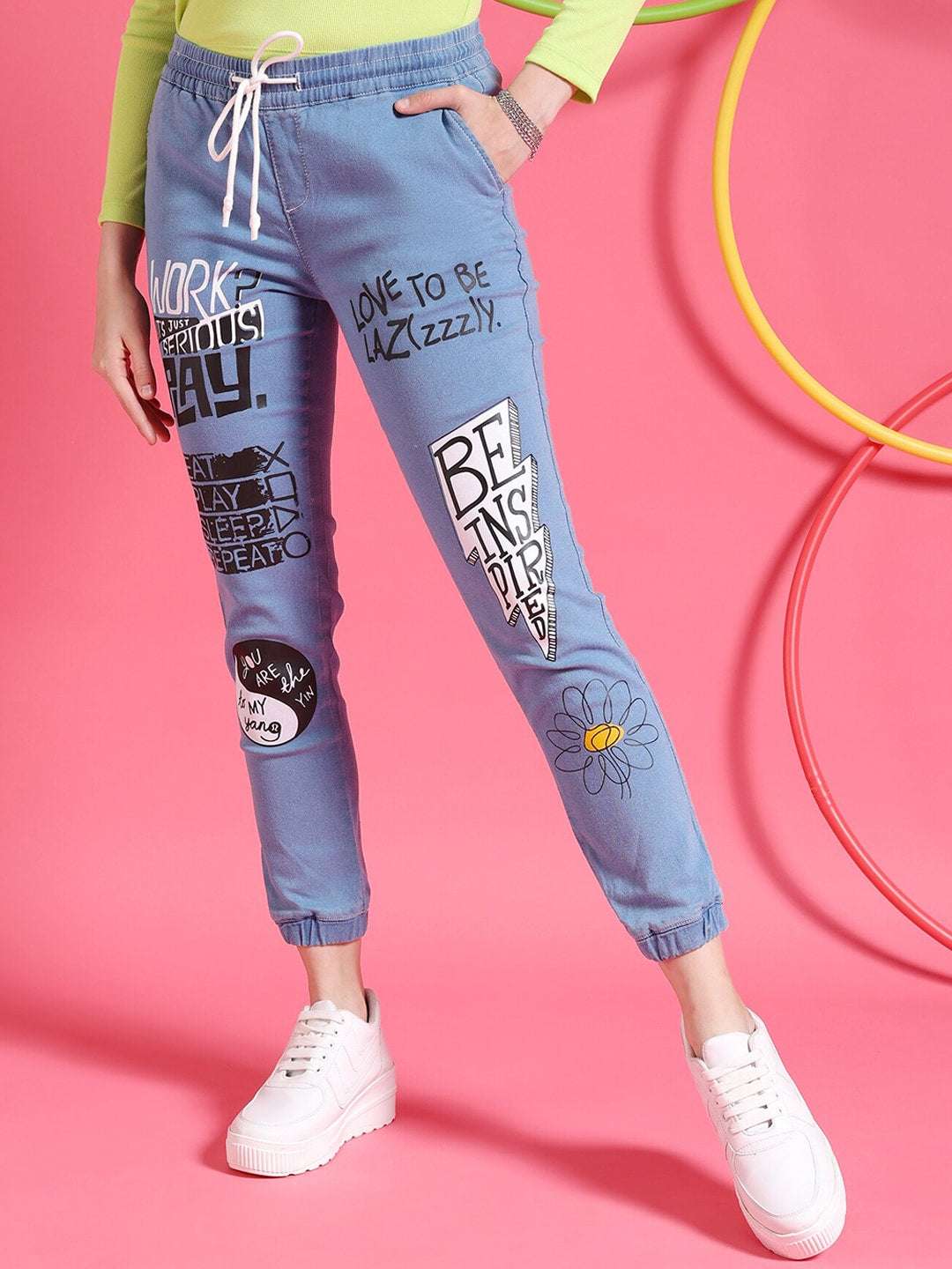 Shop Women Denim Jogger Online.