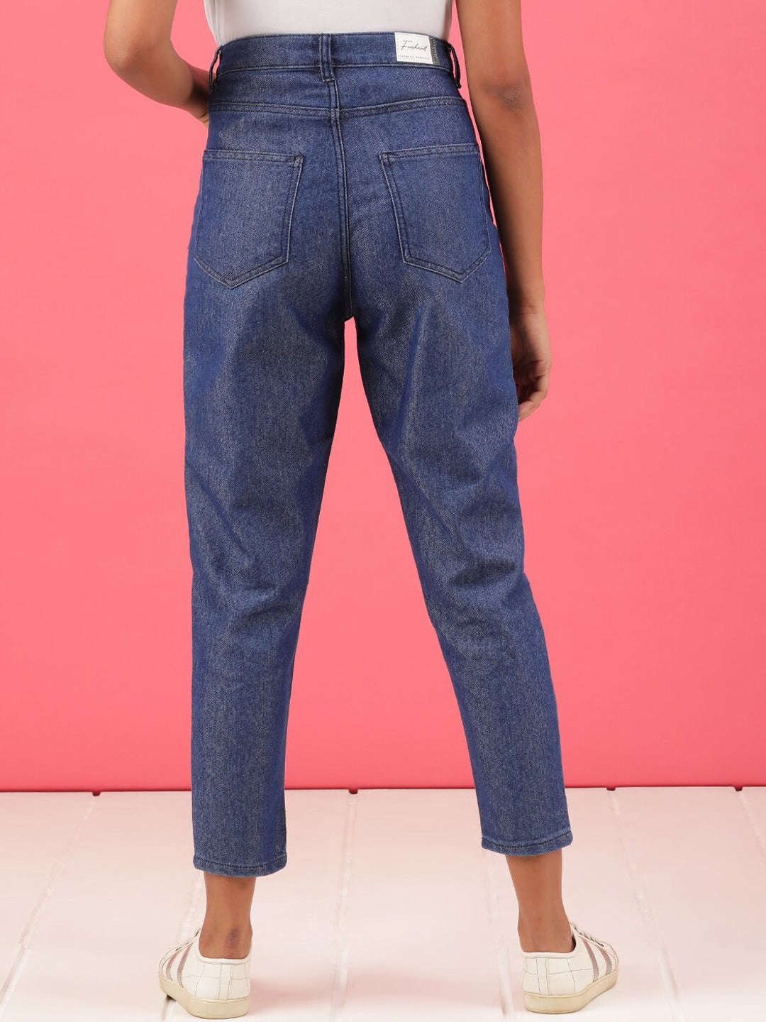 Shop Women Mid-Rise Knee Slash Mom Fit Jeans Online.