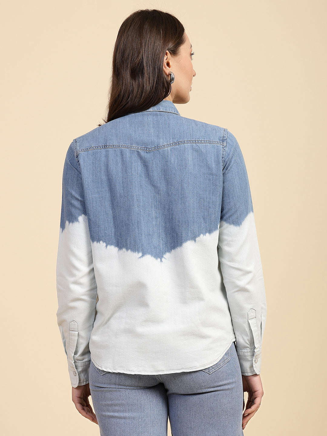 Shop Women Solid Denim Shirt Online.