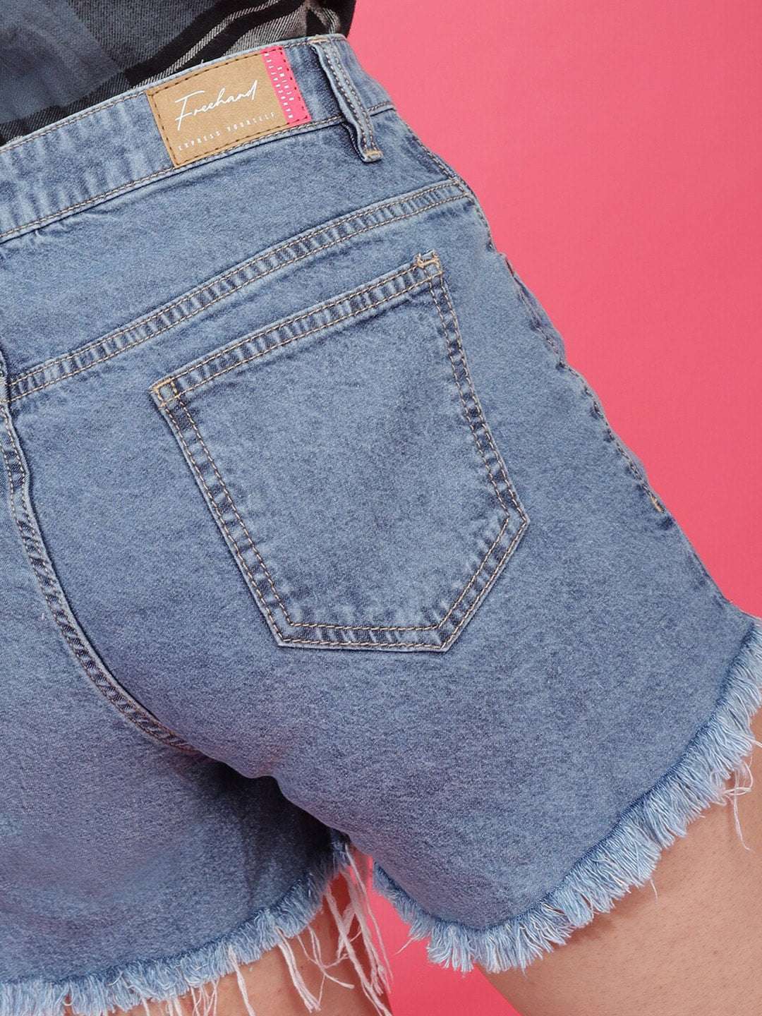 Shop Women Paint Splatter Denim Shorts Online.