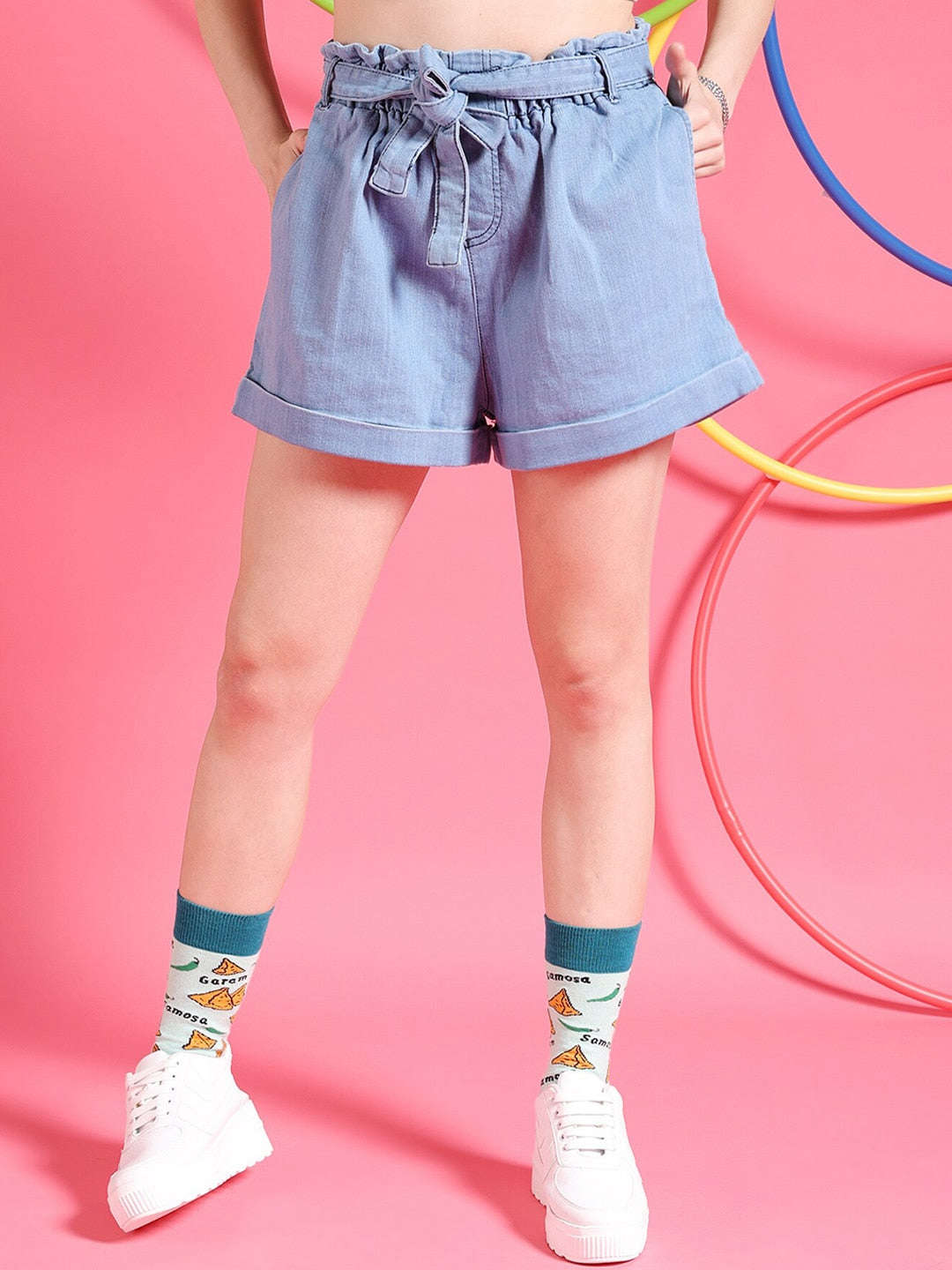 Shop Women Paperbag Waist Tie-Up Shorts Online.