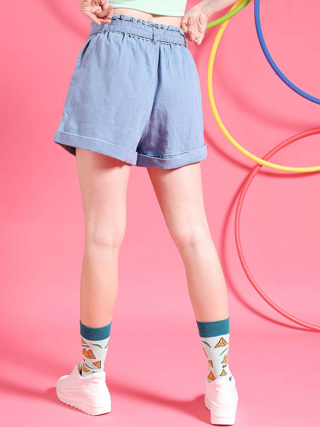 Shop Women Paperbag Waist Tie-Up Shorts Online.