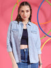Shop Women Medium Wash Denim Shirt Online.