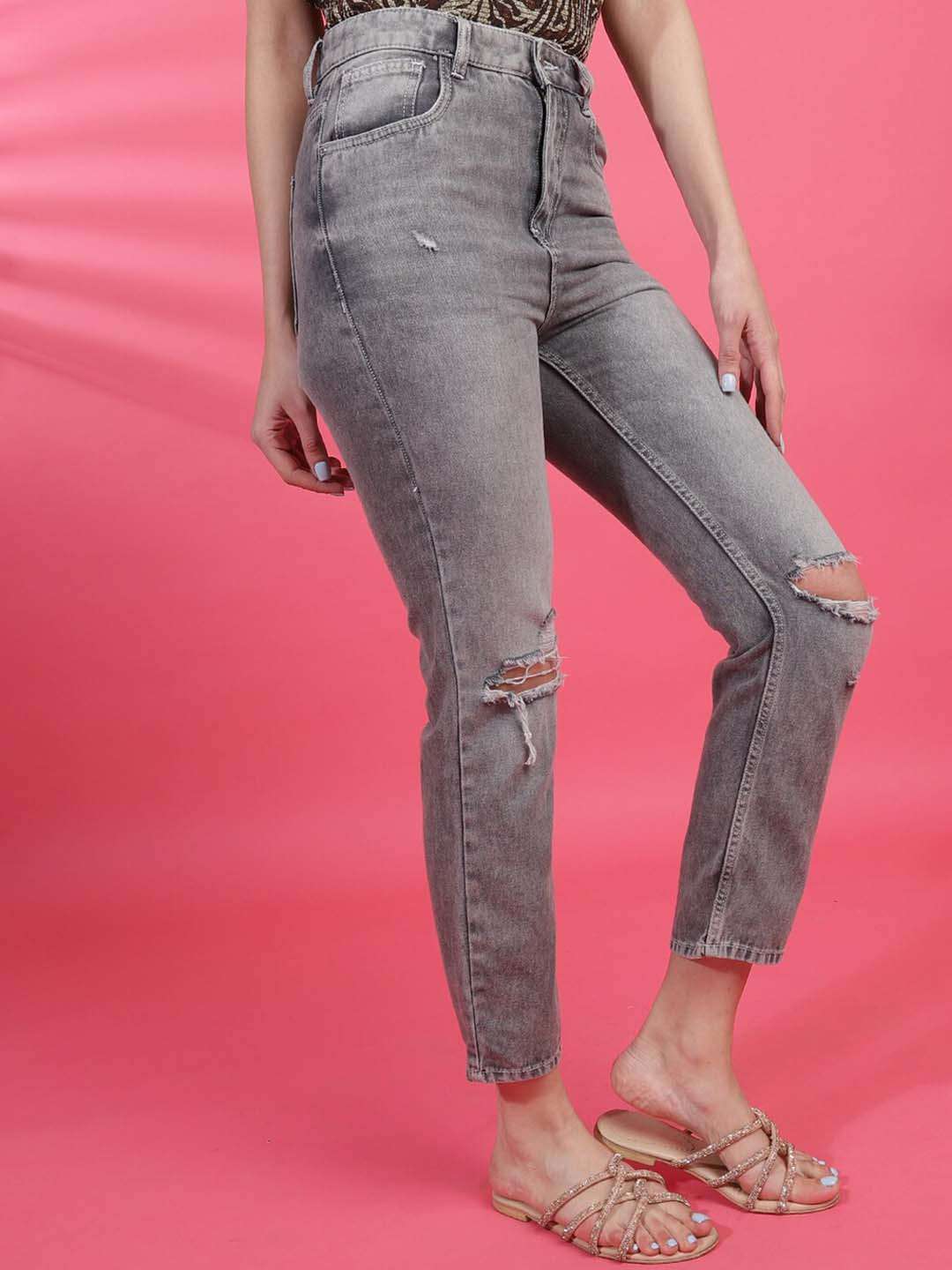 Shop Women Distress Straight Fit Jeans Online.