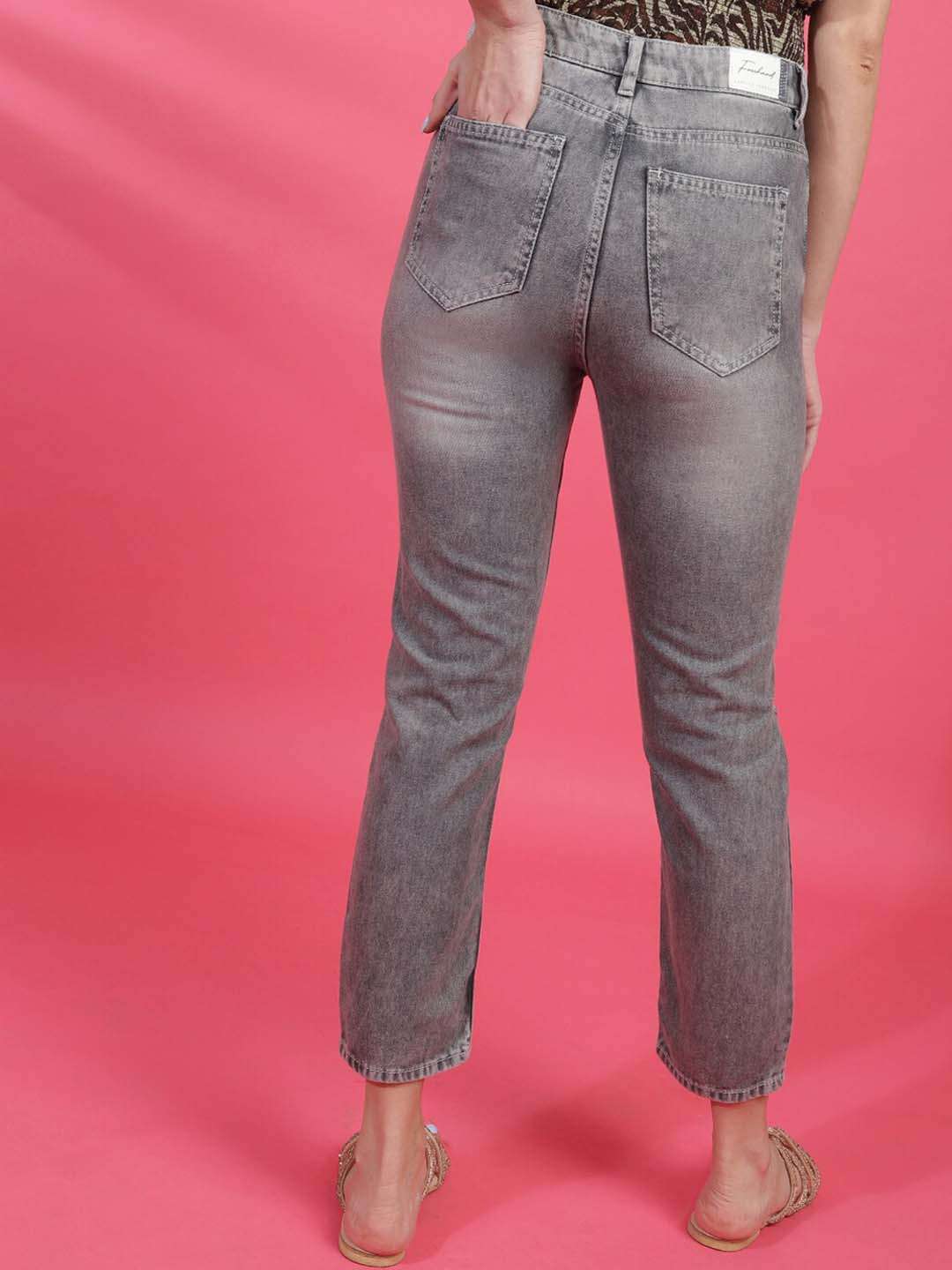 Shop Women Distress Straight Fit Jeans Online.