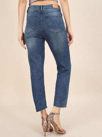 Shop Women Distress Straight Fit Jeans Online.
