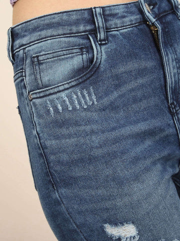 Shop Women Distress Straight Fit Jeans Online.