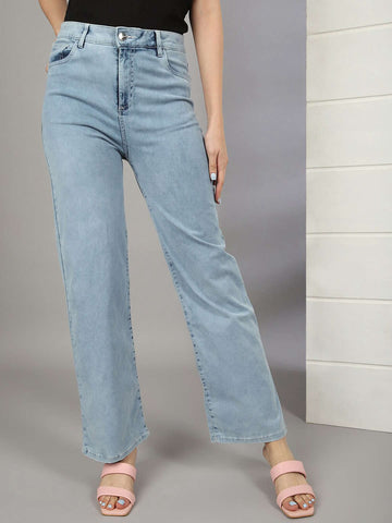 Shop Women Wide Leg Jeans With Tie N Dye Detail Online.