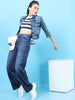 Shop Women 2 Tone Denim Wide Leg Jeans Online.