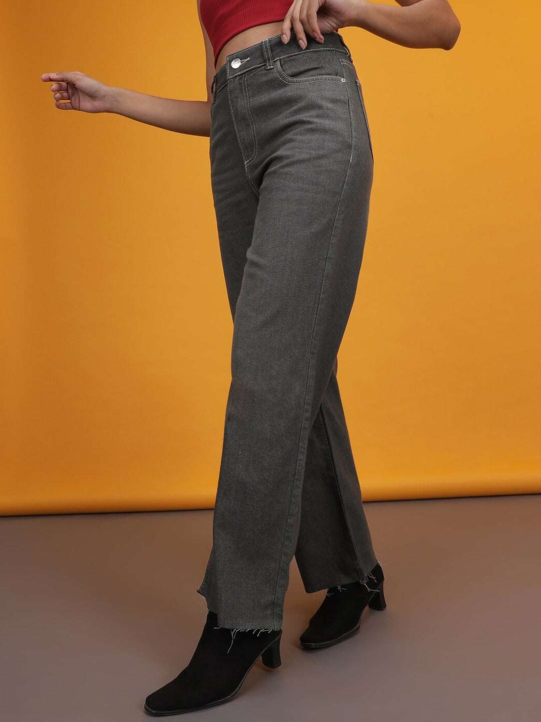 Shop Women 2 Tone Denim Wide Leg Jeans Online.