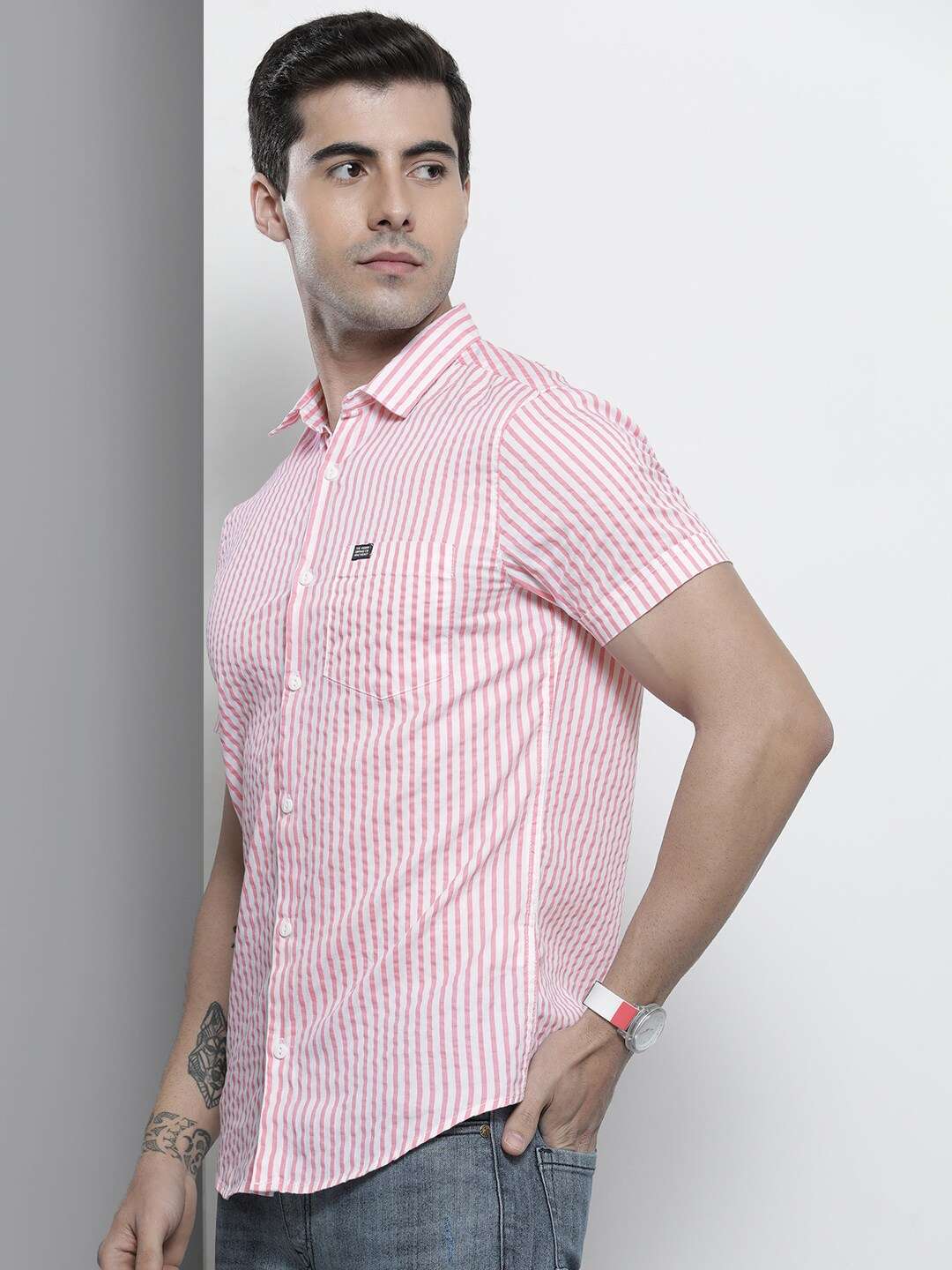 Shop Men Striped Casual Shirt Online.