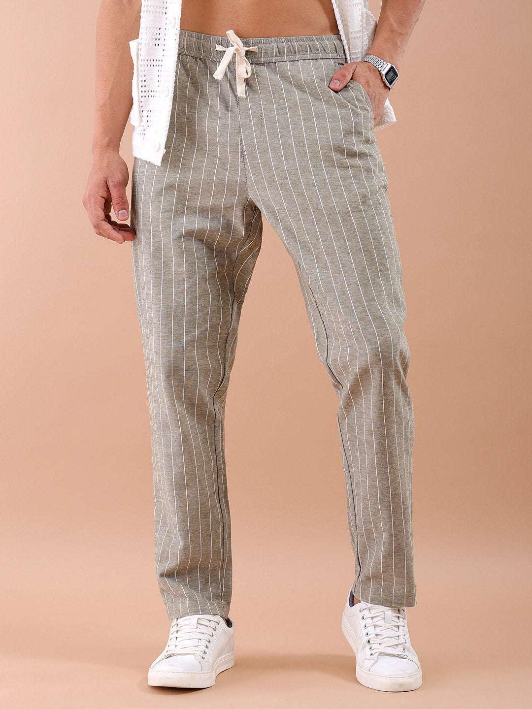 Shop Men Striped Trouser Online.