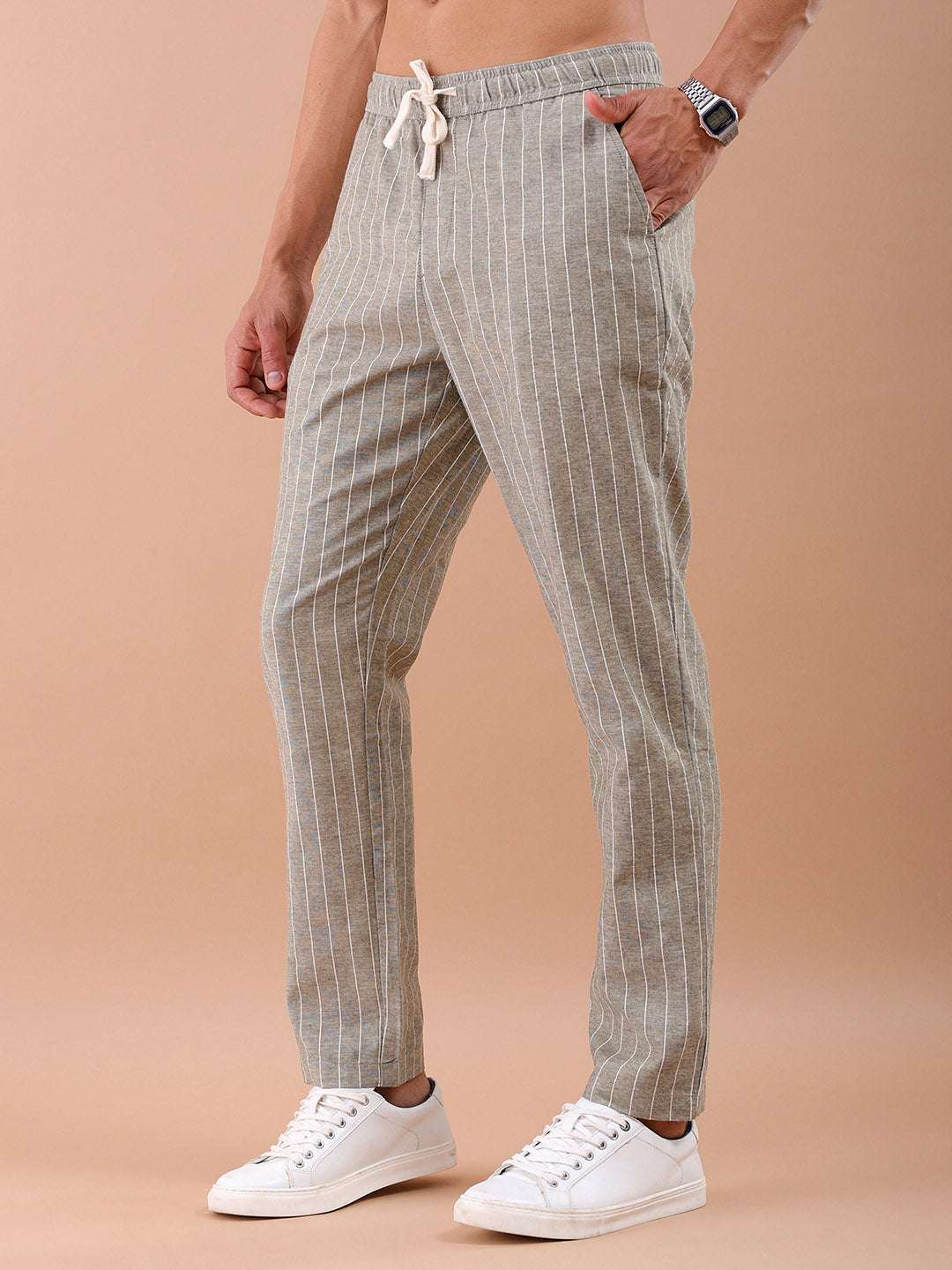 Shop Men Striped Trouser Online.