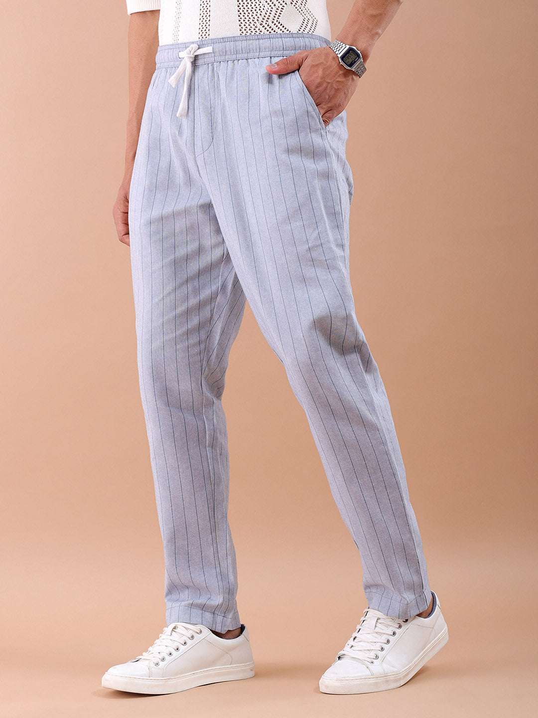 Shop Men Striped Trouser Online.