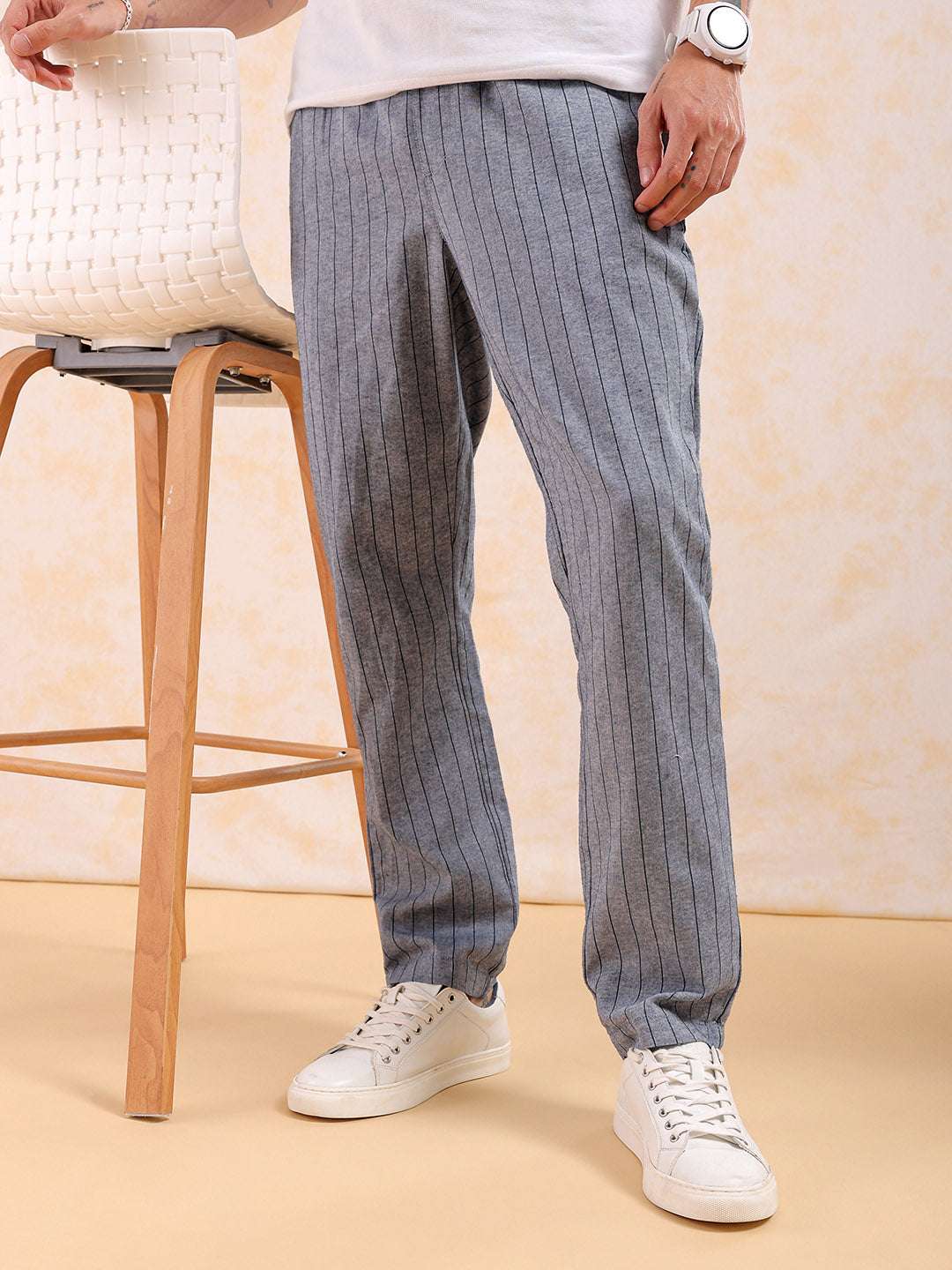 Shop Men Striped Trouser Online.