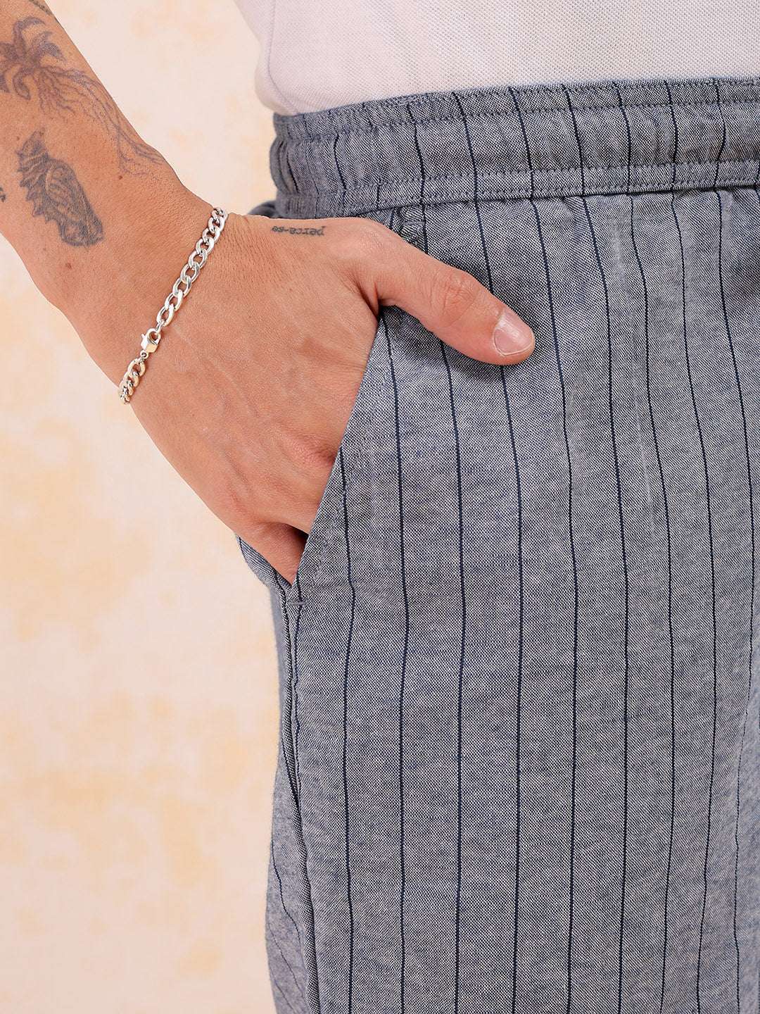 Shop Men Striped Trouser Online.