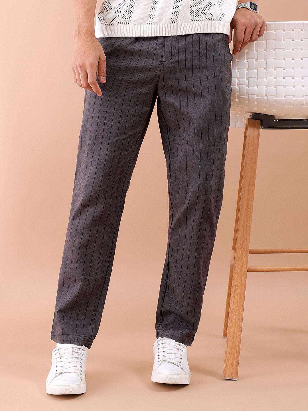 Shop Men Striped Trouser Online.