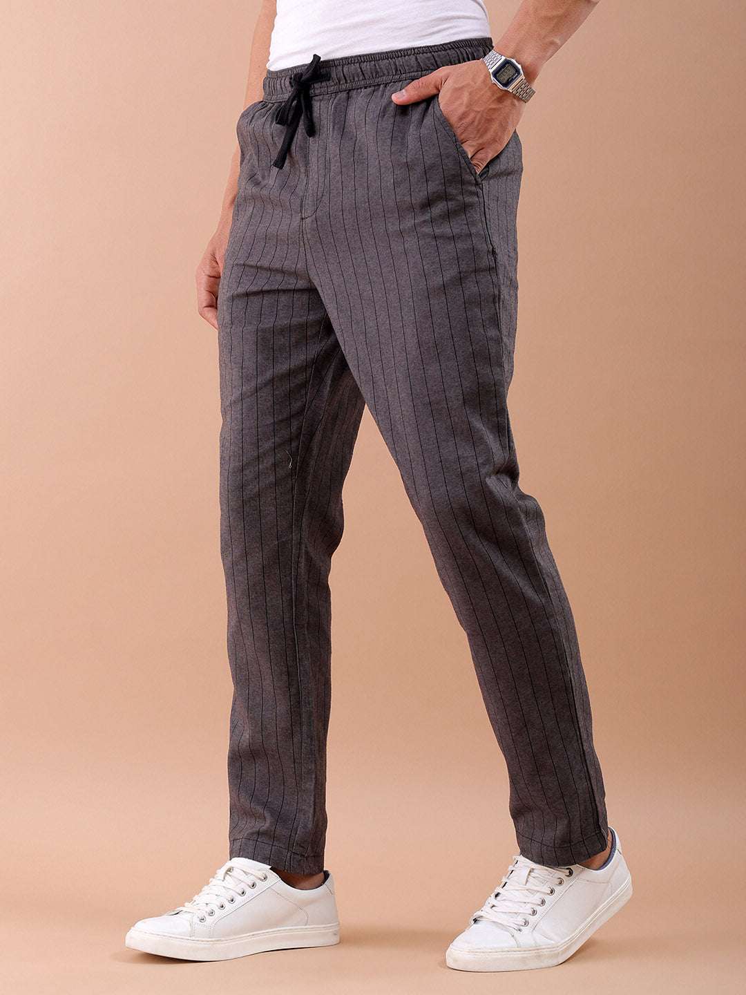 Shop Men Striped Trouser Online.