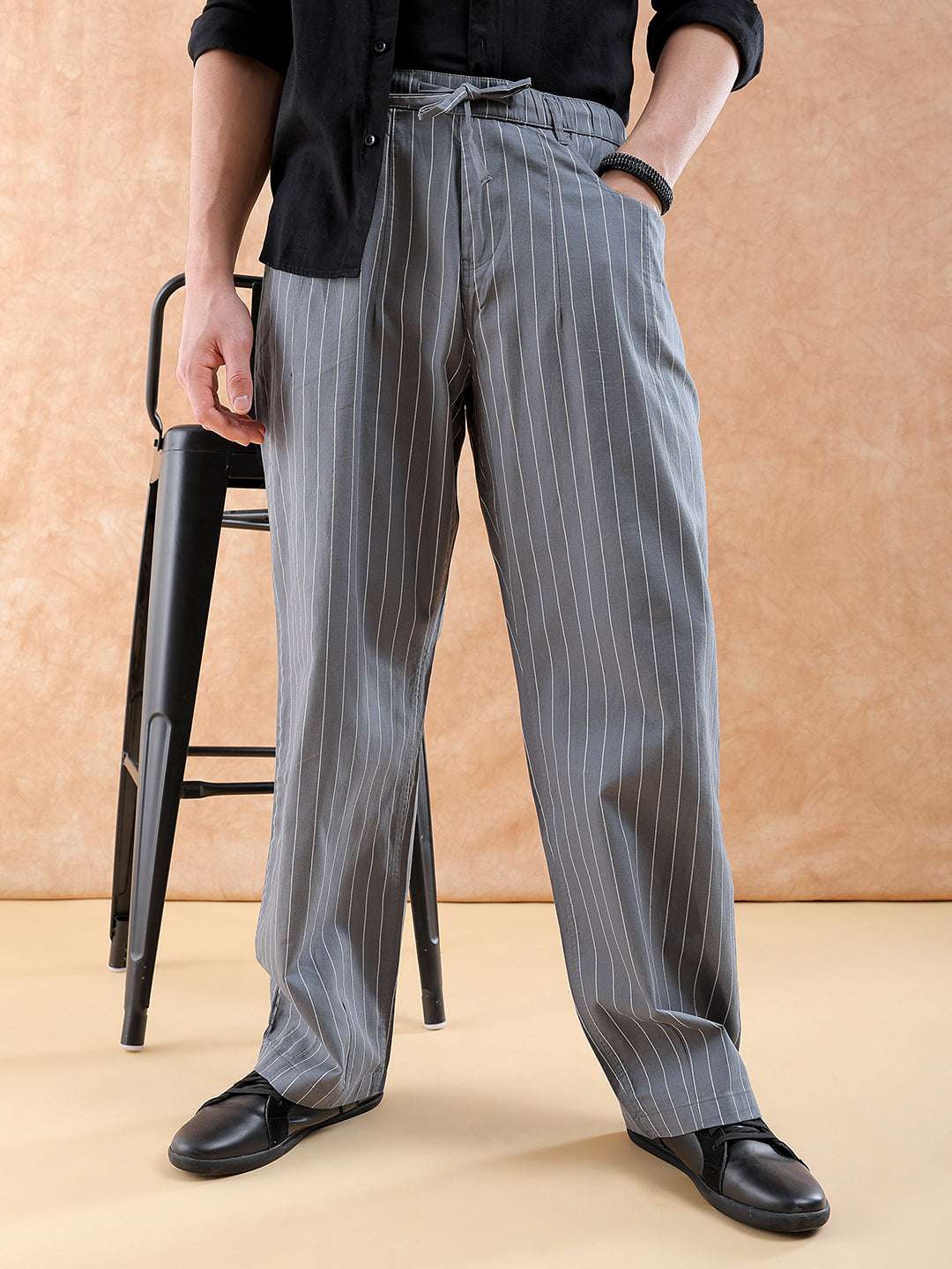 Shop Men Striped Trouser Online.