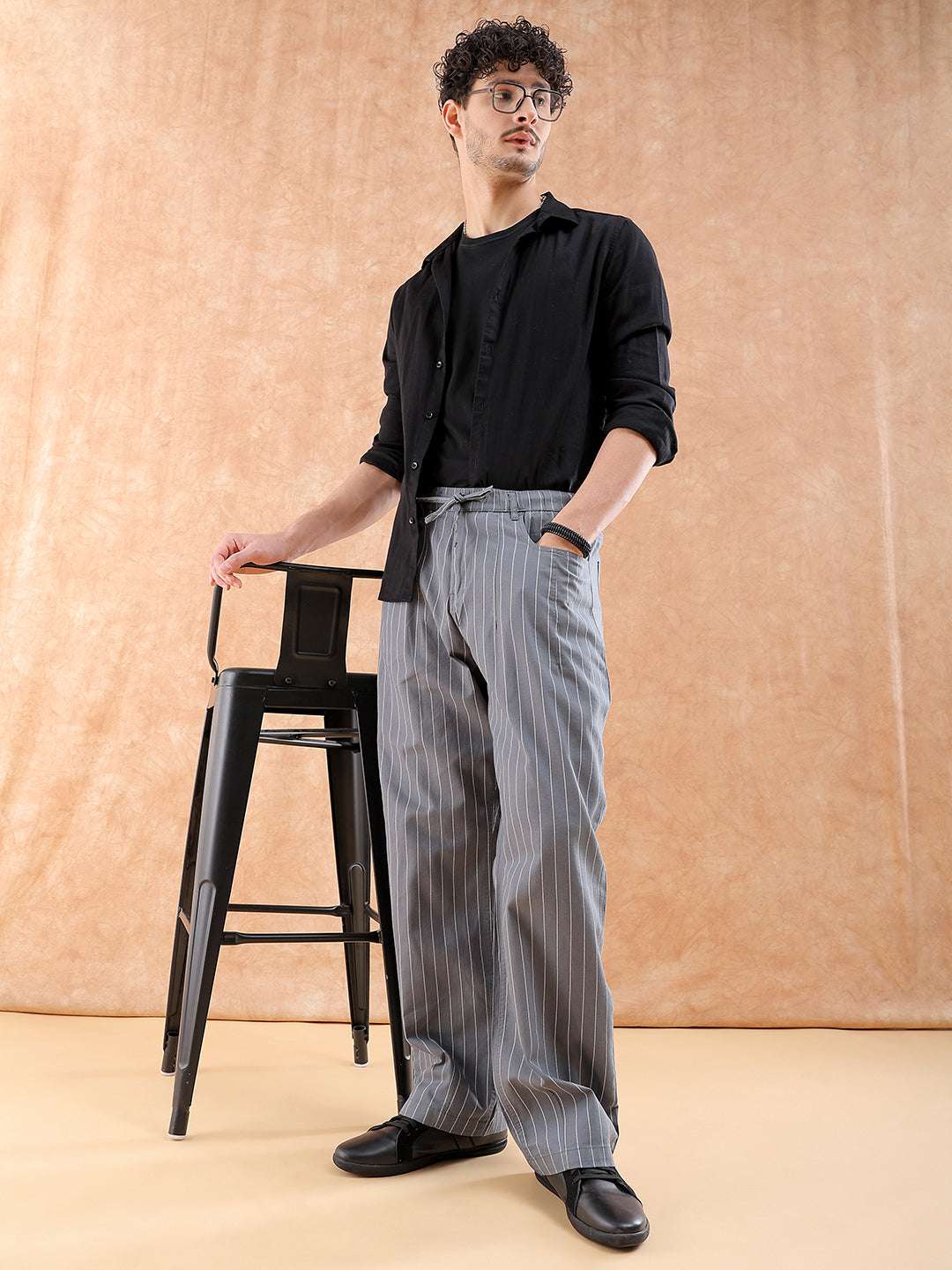 Shop Men Striped Trouser Online.