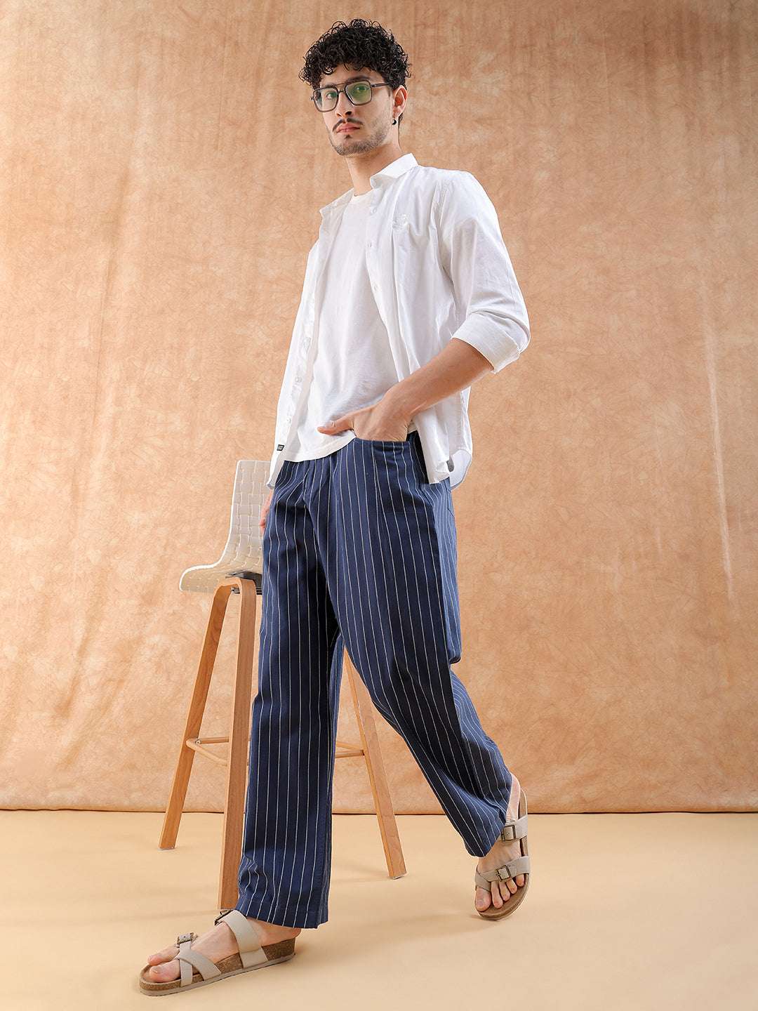 Shop Men Striped Trouser Online.