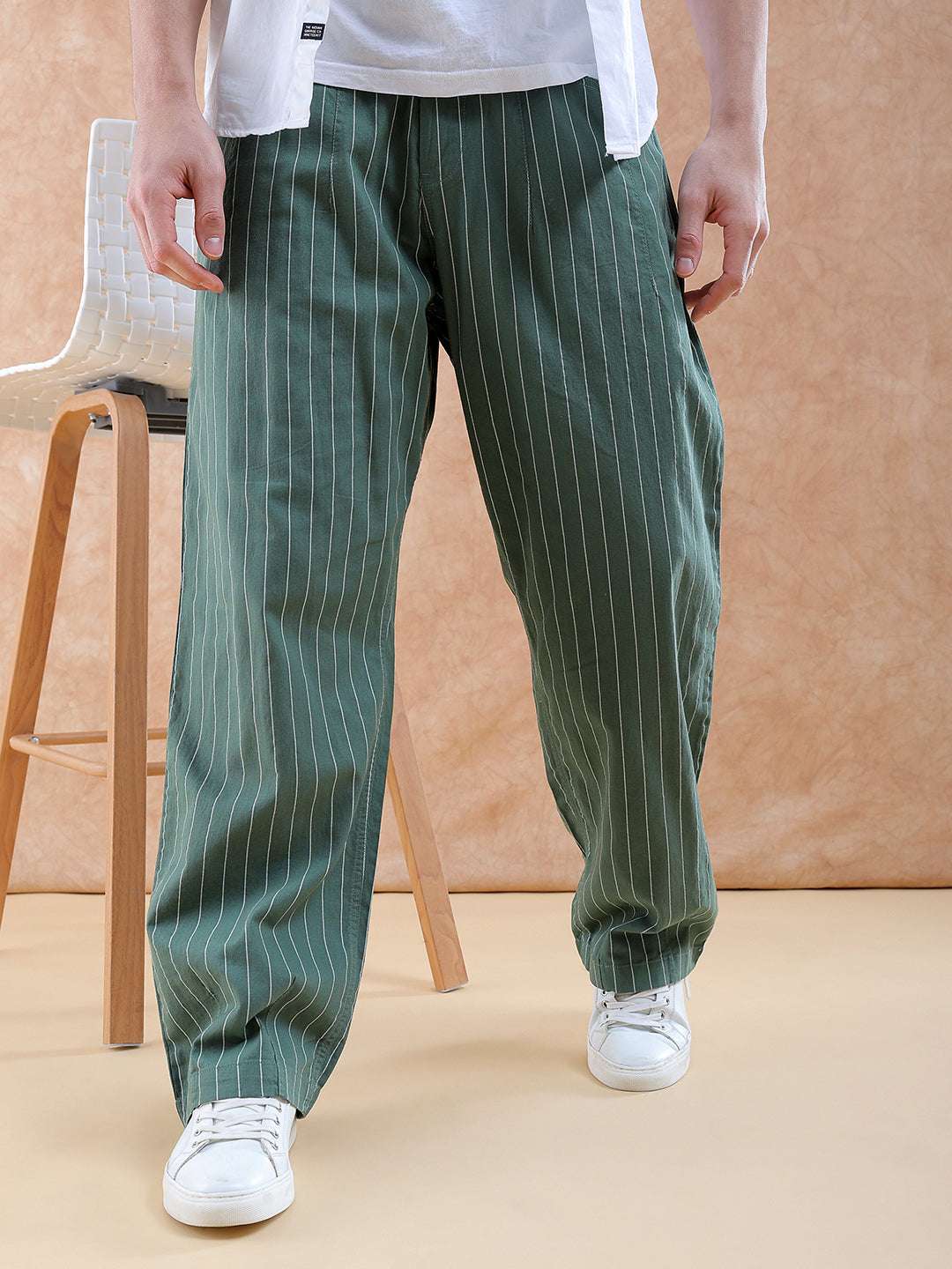 Shop Men Striped Trouser Online.