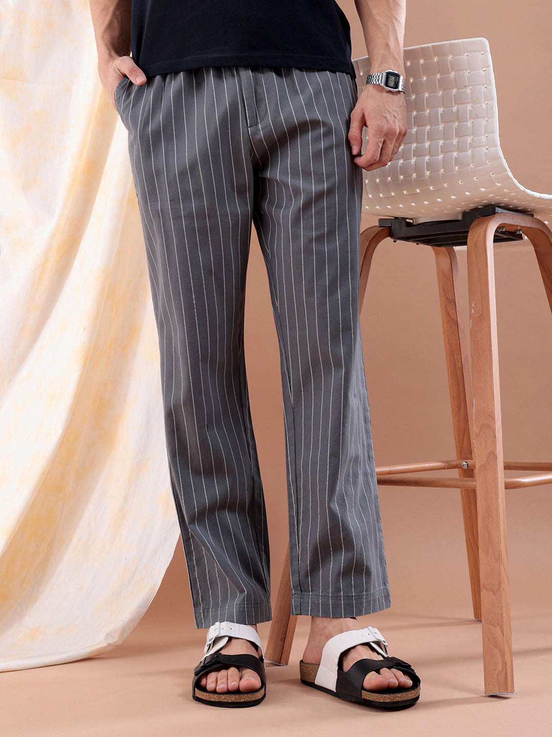 Shop Men Striped Trouser Online.