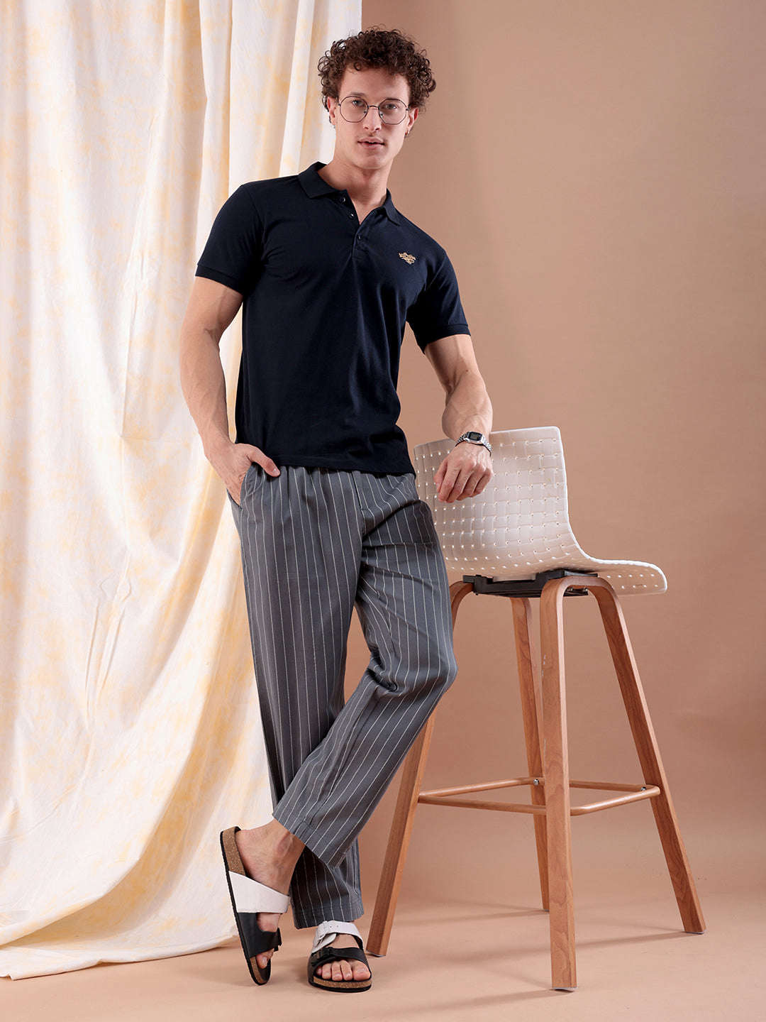 Shop Men Striped Trouser Online.