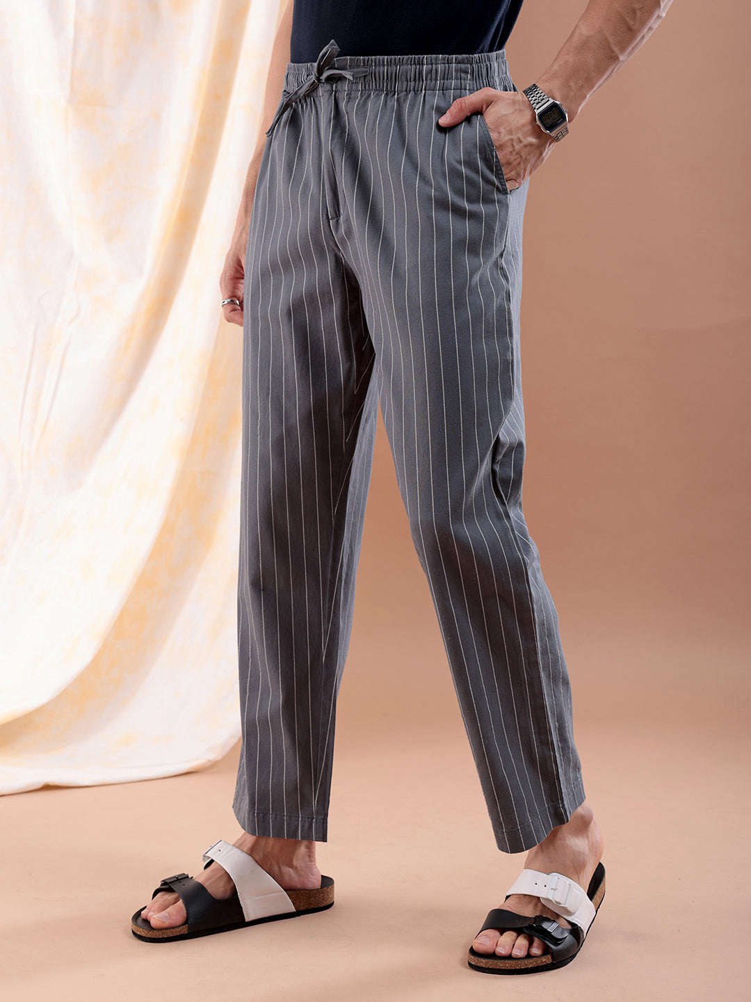 Shop Men Striped Trouser Online.