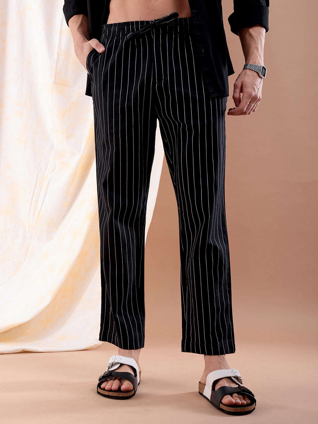 Shop Men Striped Trouser Online.