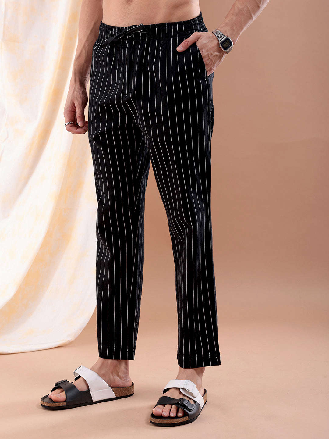 Shop Men Striped Trouser Online.