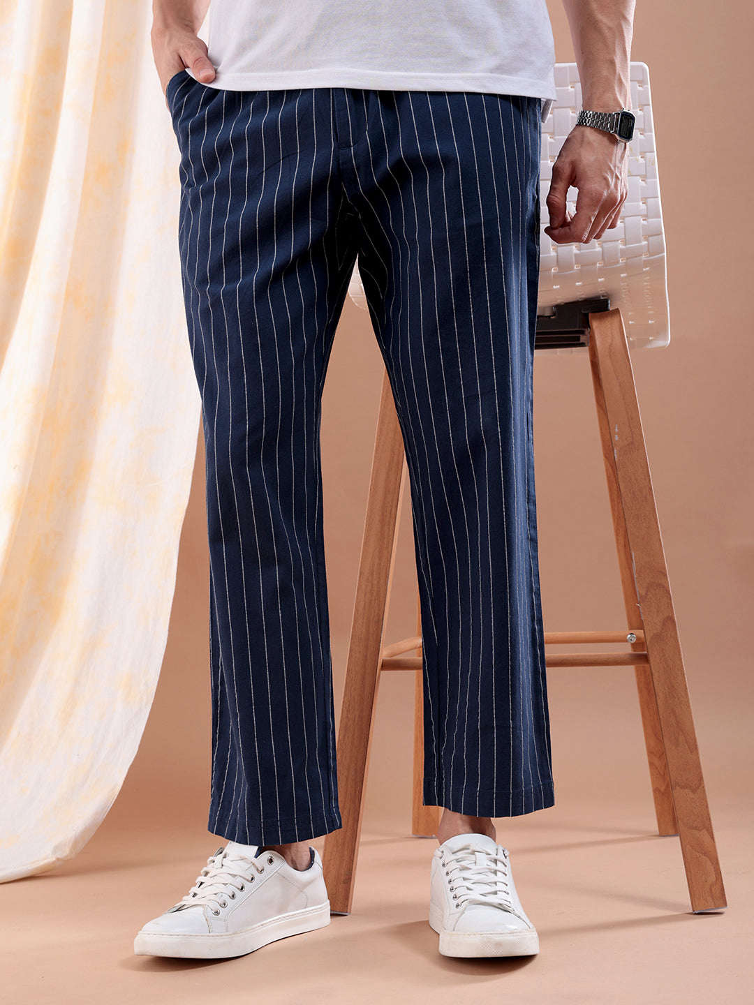 Shop Men Striped Trouser Online.