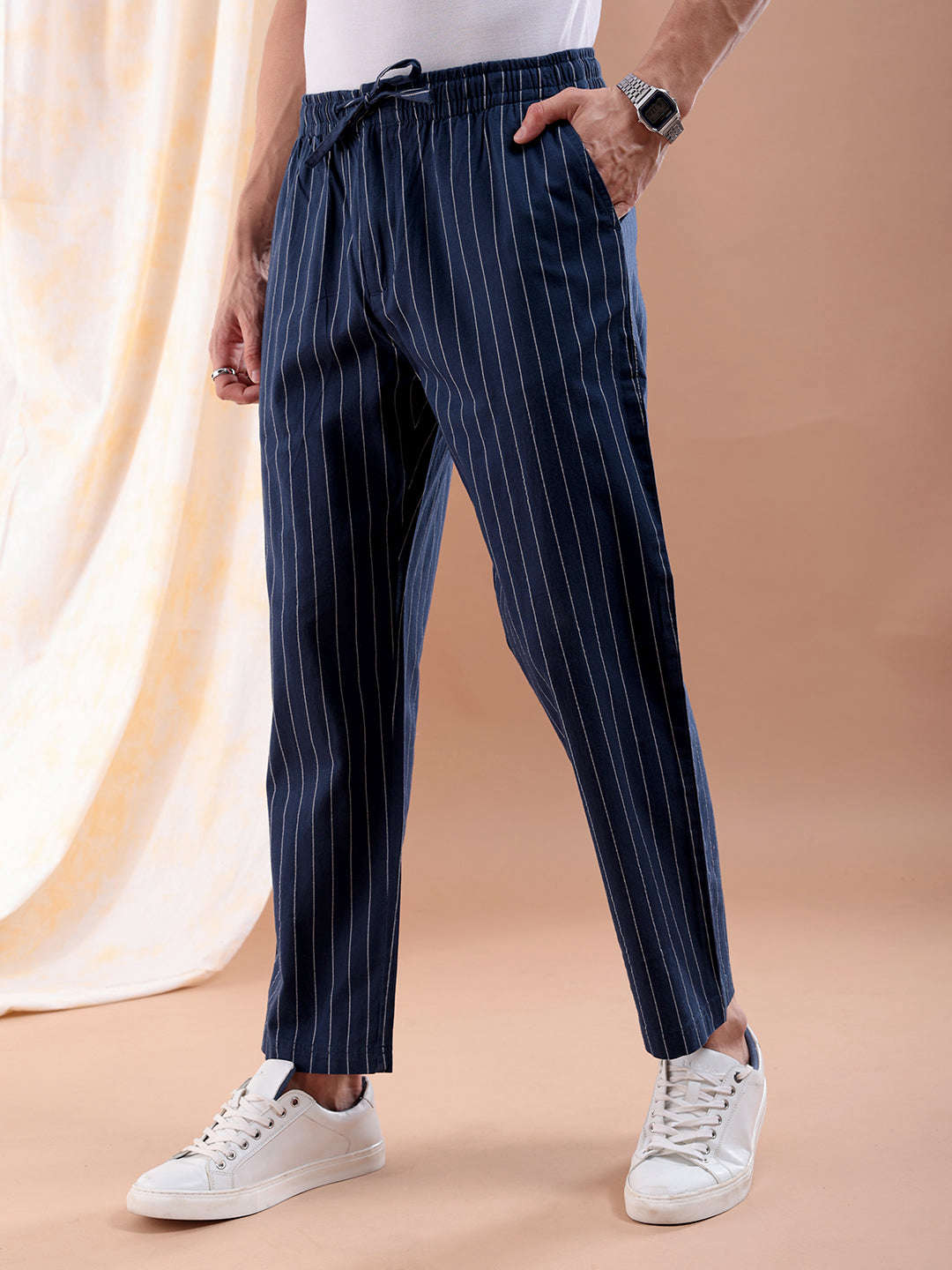 Shop Men Striped Trouser Online.