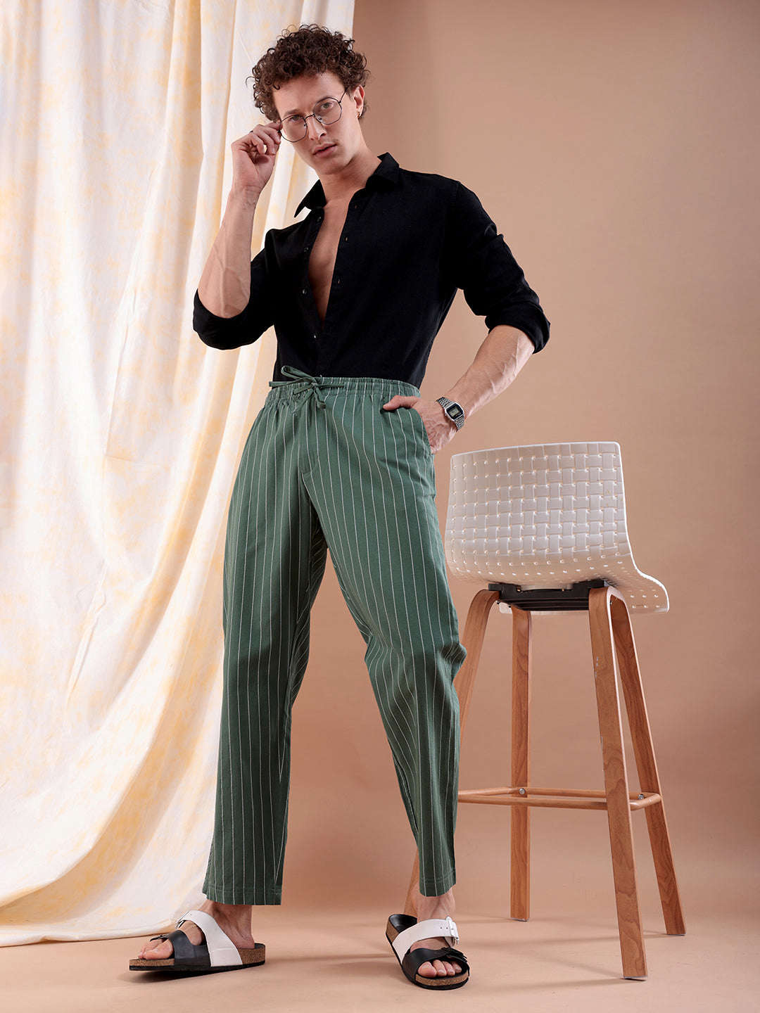 Shop Men Striped Trouser Online.