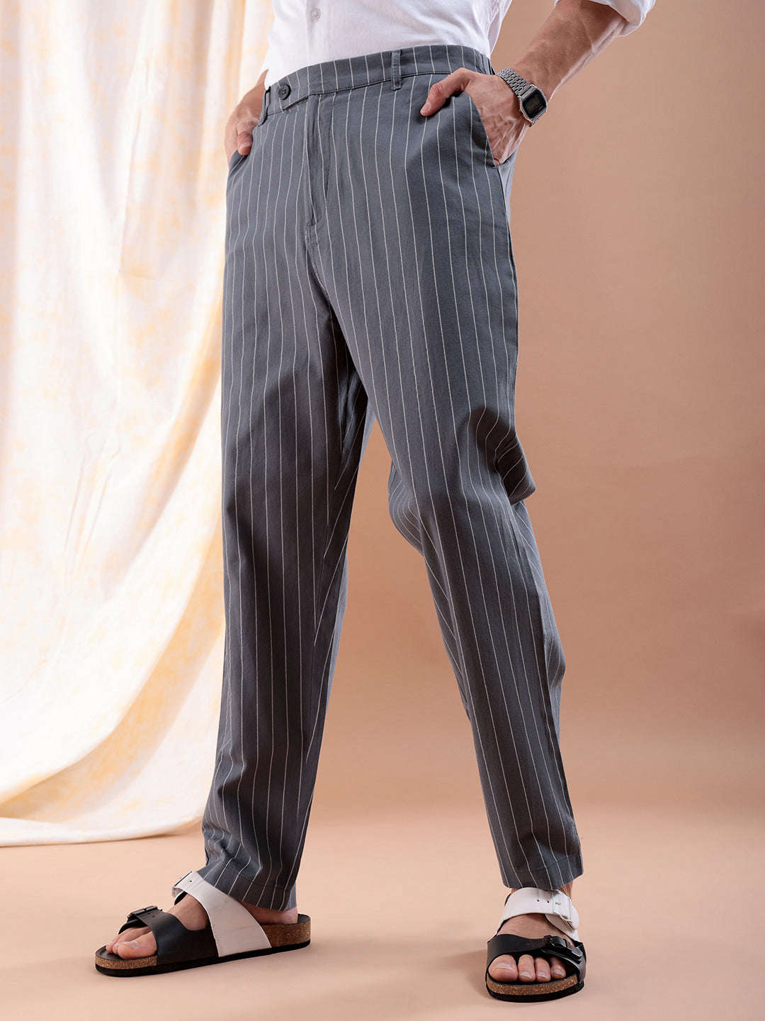 Shop Men Striped Trouser Online.