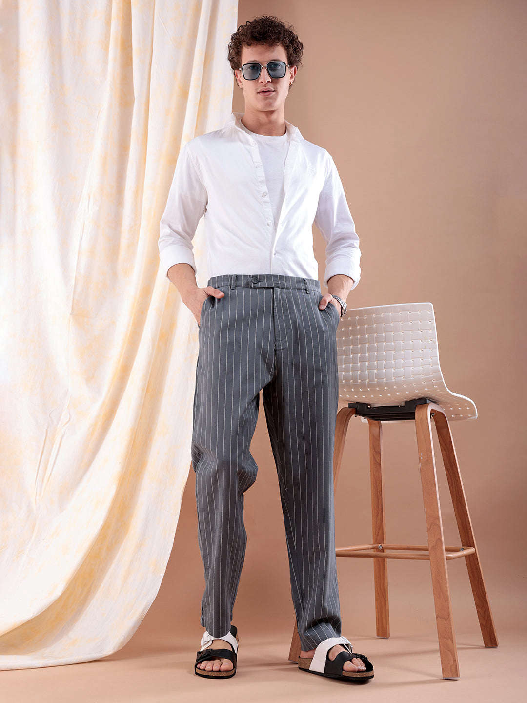 Shop Men Striped Trouser Online.