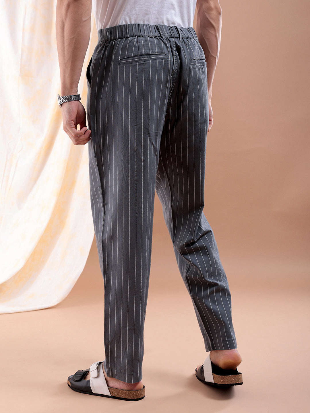 Shop Men Striped Trouser Online.