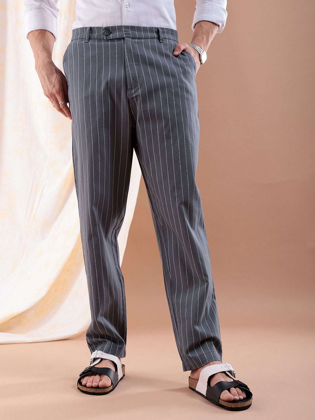 Shop Men Striped Trouser Online.