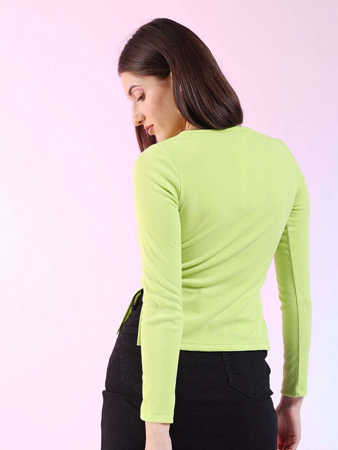 Women Fitted Full Sleeve Rib Top