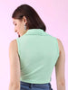 Shop Women Sleeveless Polo Collar Rib Top Online.