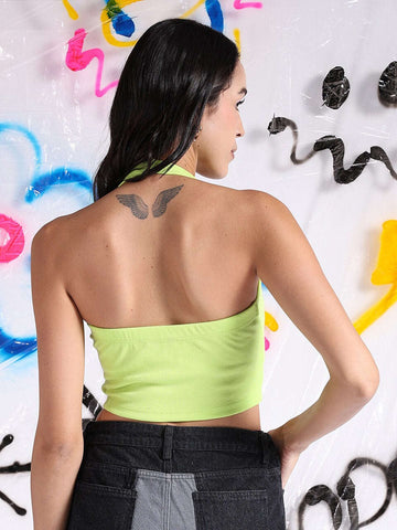 Shop Women Halter Neck Rib Top Online.