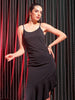 Shop Freehand Women Black Fitted Textured Scoop Neck Partywear Ruffle Dress Online.