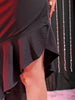 Shop Freehand Women Black Fitted Textured Scoop Neck Partywear Ruffle Dress Online.