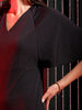 Shop Freehand Women Black Fitted Textured V-Neck Mini Dress Online.